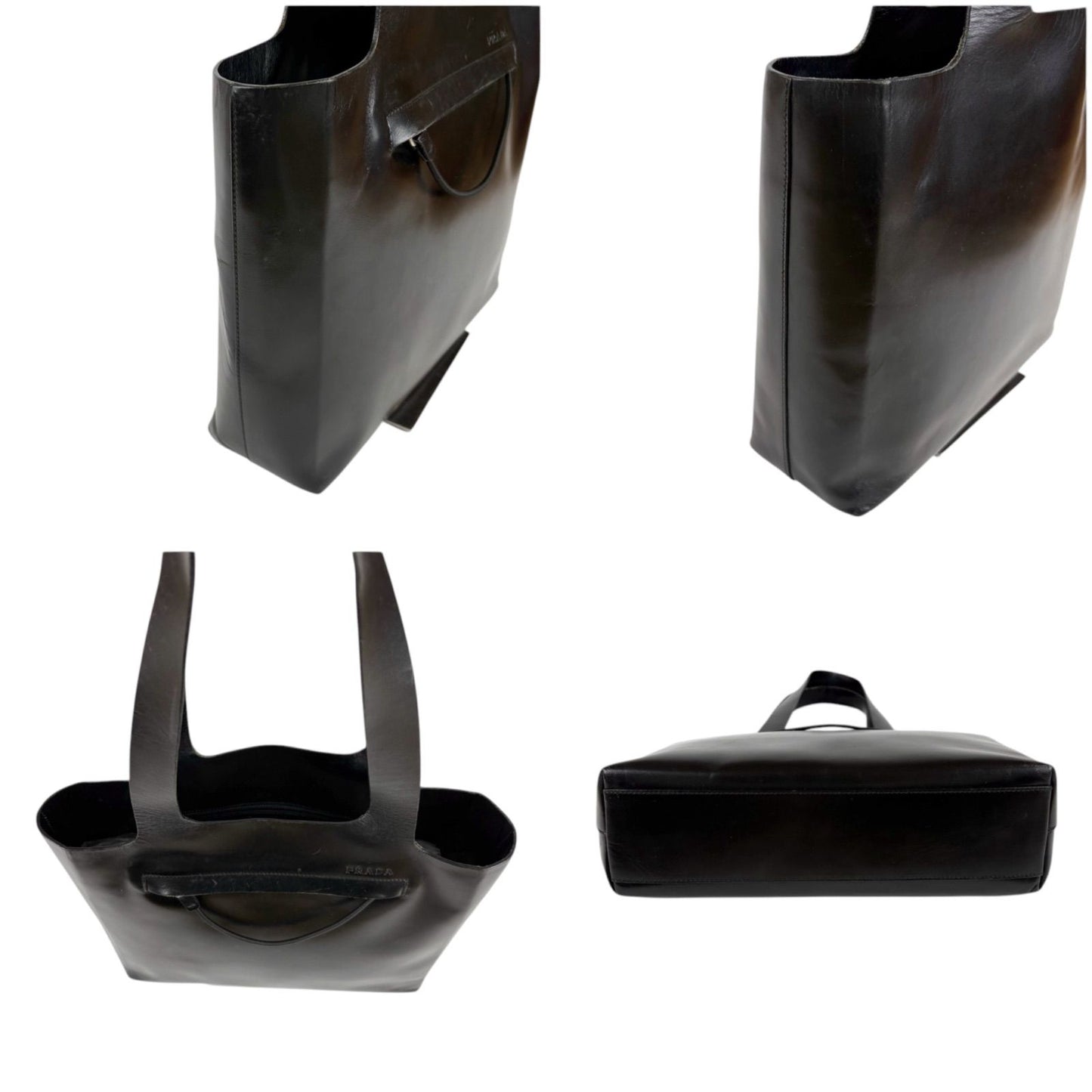 Prada All Leather Mini Tote Calf Black Nero — view 3