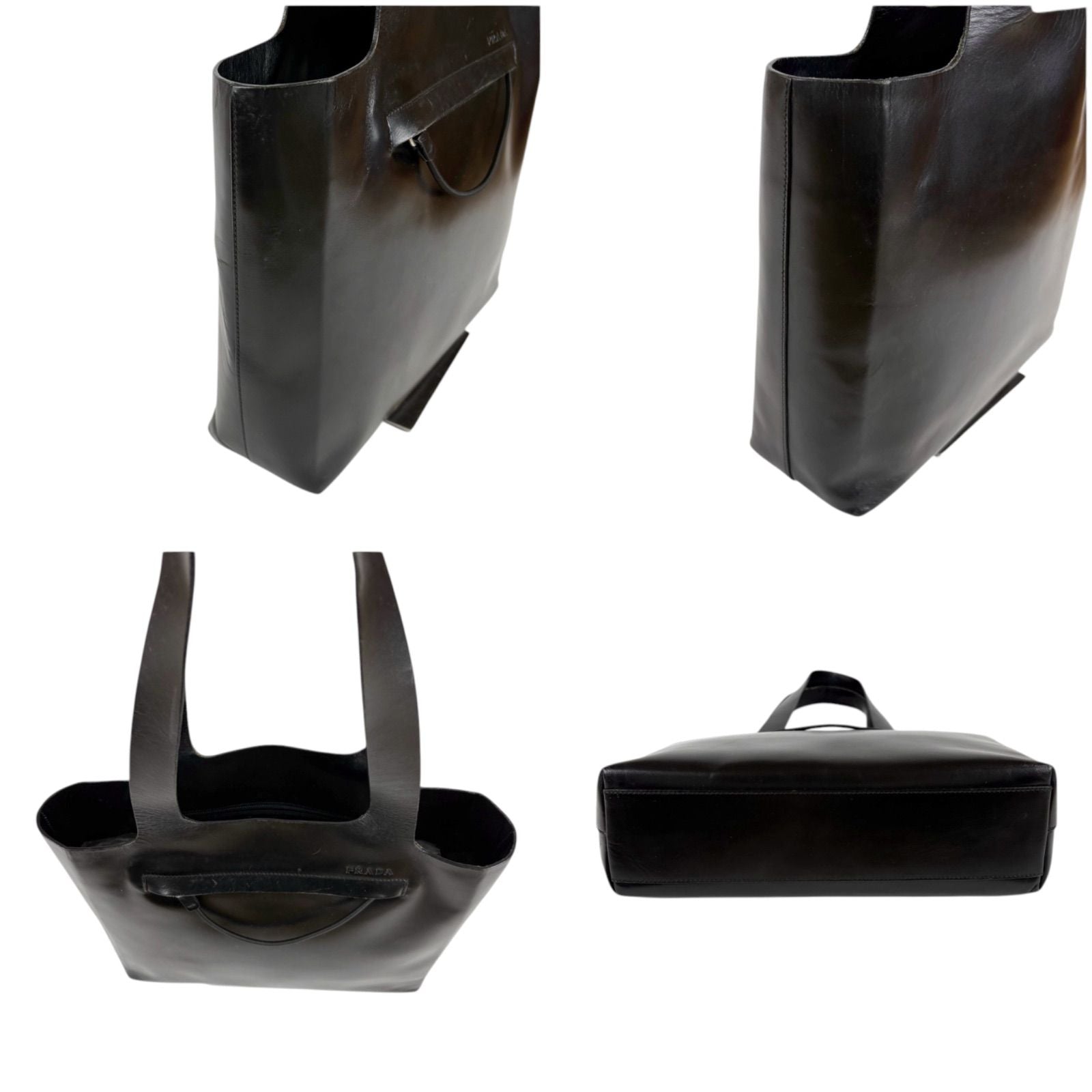 Prada All Leather Mini Tote Calf Black Nero — view 3