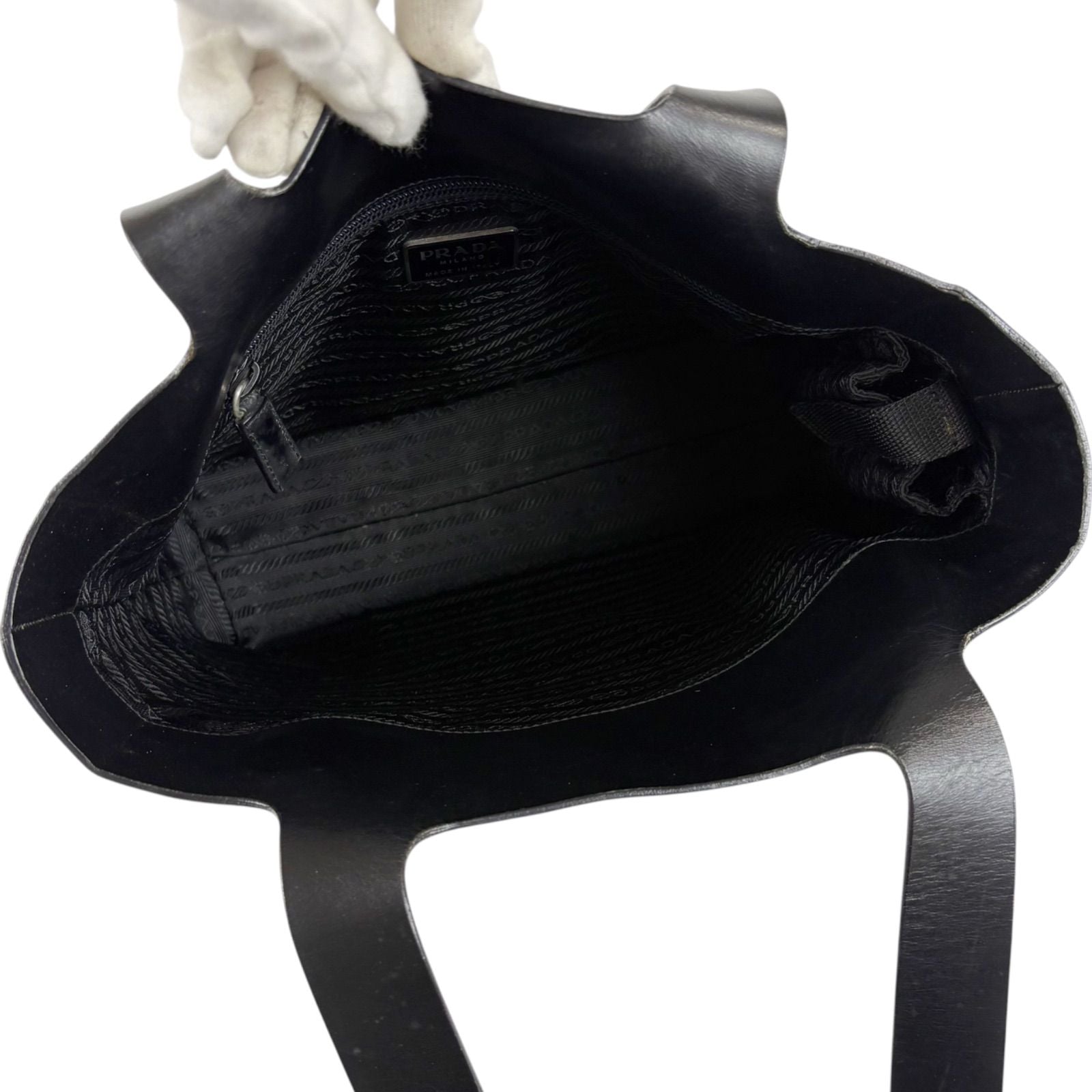 Prada All Leather Mini Tote Calf Black Nero — view 7