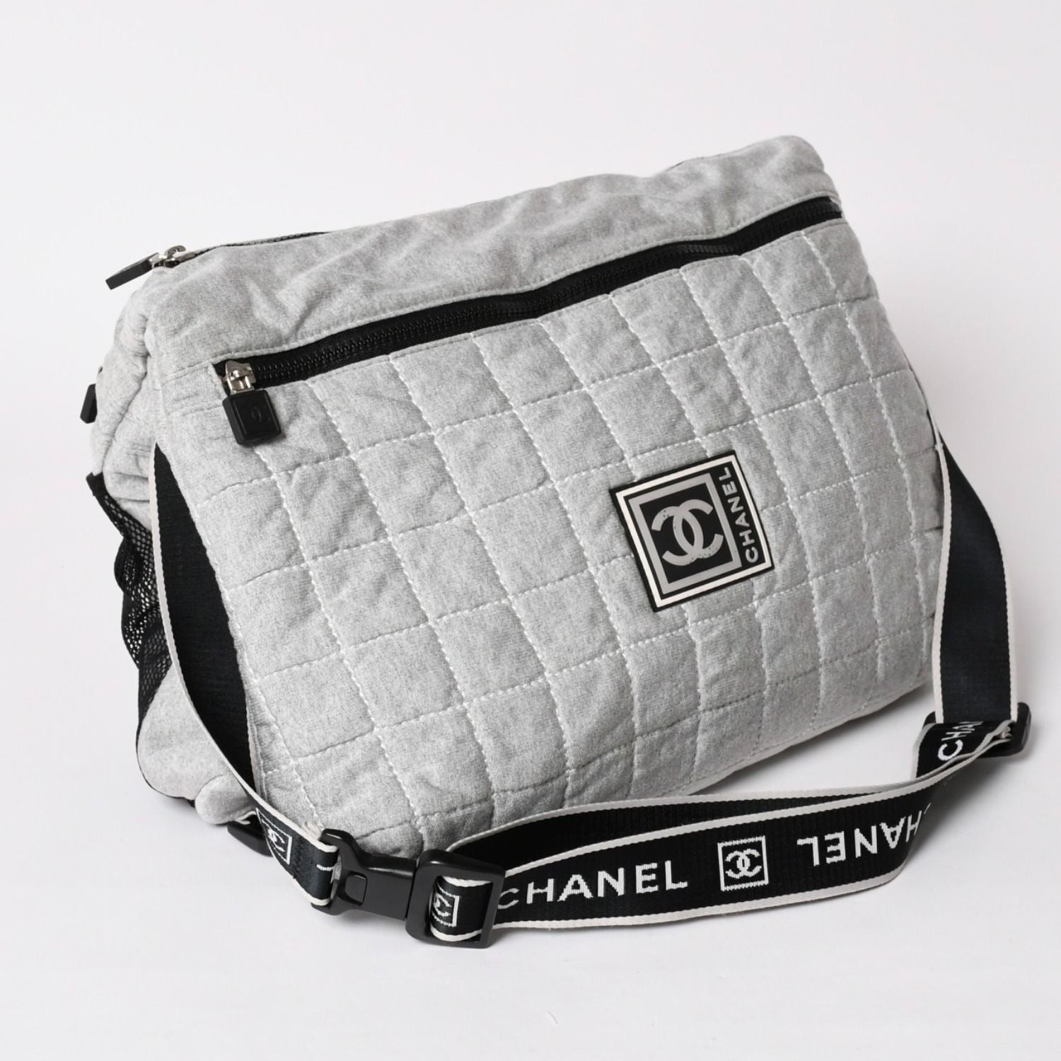 Chanel Sports Line Shoulder Bag CC Logo Choco Bar Gray Silver — view 3