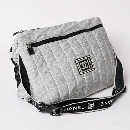 Chanel Sports Line Shoulder Bag CC Logo Choco Bar Gray Silver — view 3