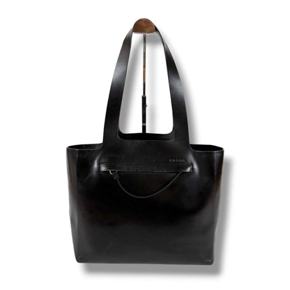 Prada All Leather Mini Tote Calf Black Nero — view 9