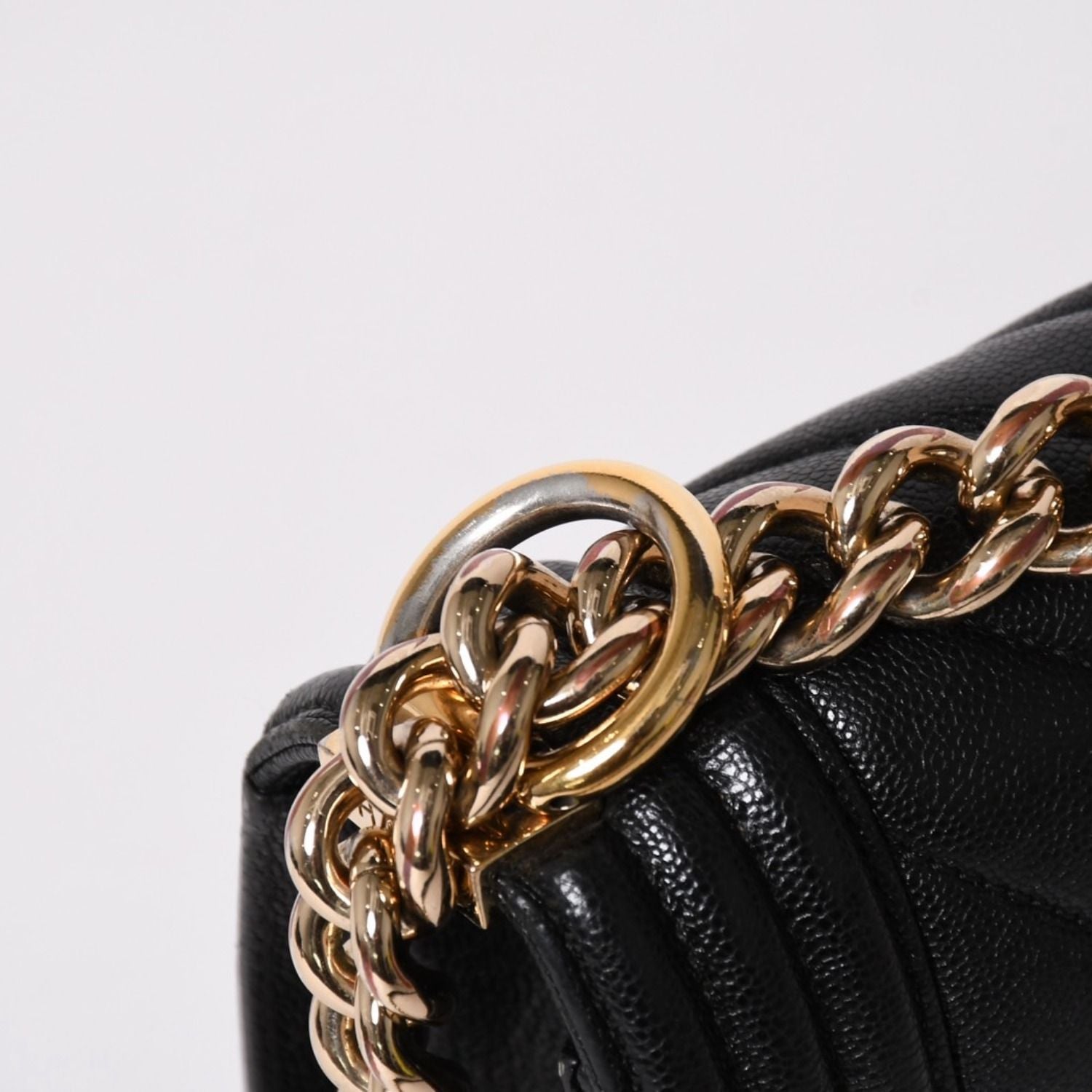 Chanel Boy Chain Shoulder Bag V-shaped Stitch Chevron Caviar Leather Black Gold — view 5