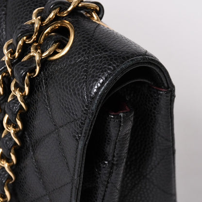 Chanel Quilted 25 Double Flap Chain Shoulder Bag Caviar Leather Gold — view 6
