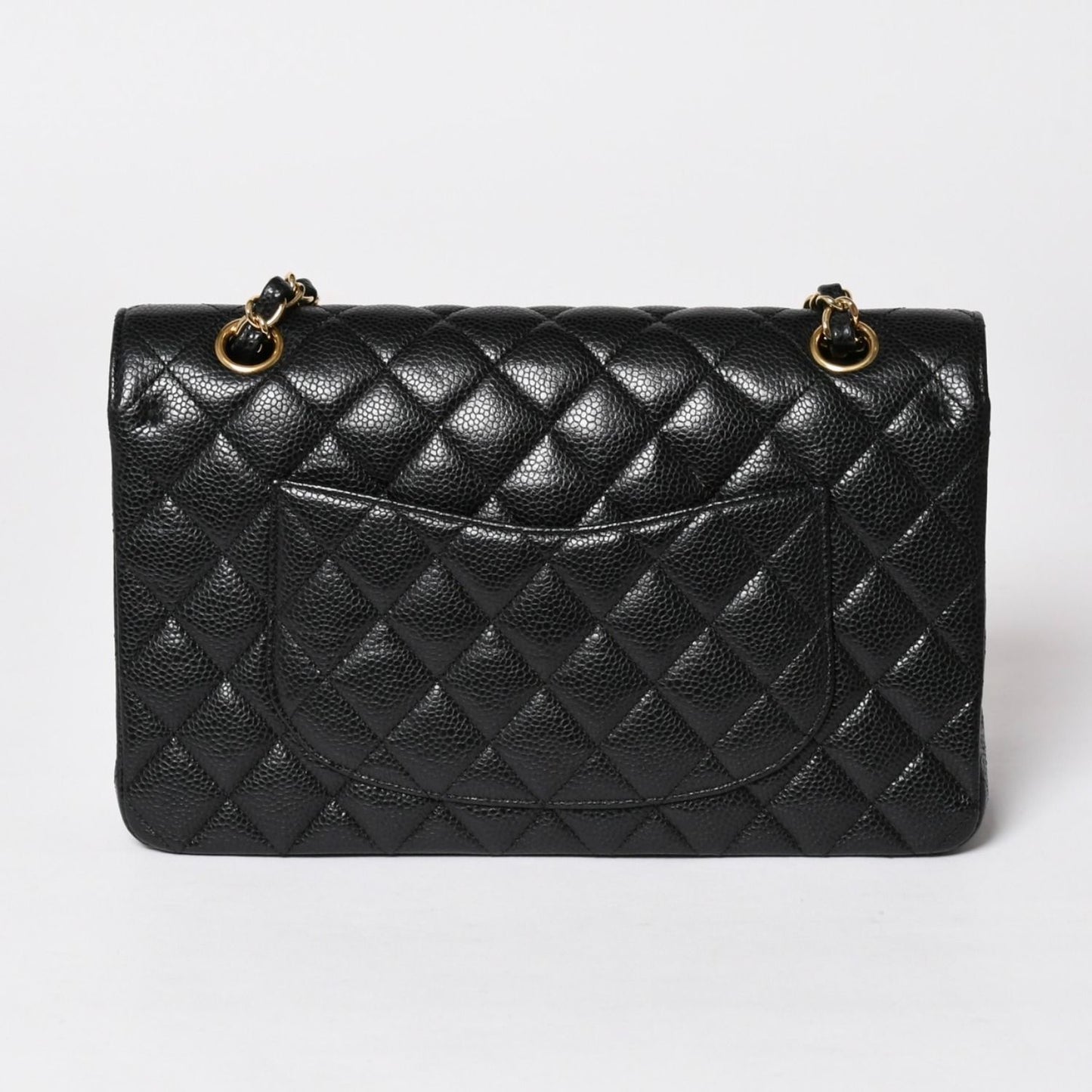 Chanel Quilted 25 Double Flap Chain Shoulder Bag Caviar Leather Gold — view 2