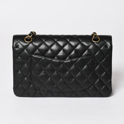 Chanel Quilted 25 Double Flap Chain Shoulder Bag Caviar Leather Gold — view 2