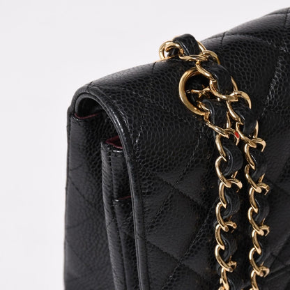 Chanel Quilted 25 Double Flap Chain Shoulder Bag Caviar Leather Gold — view 4