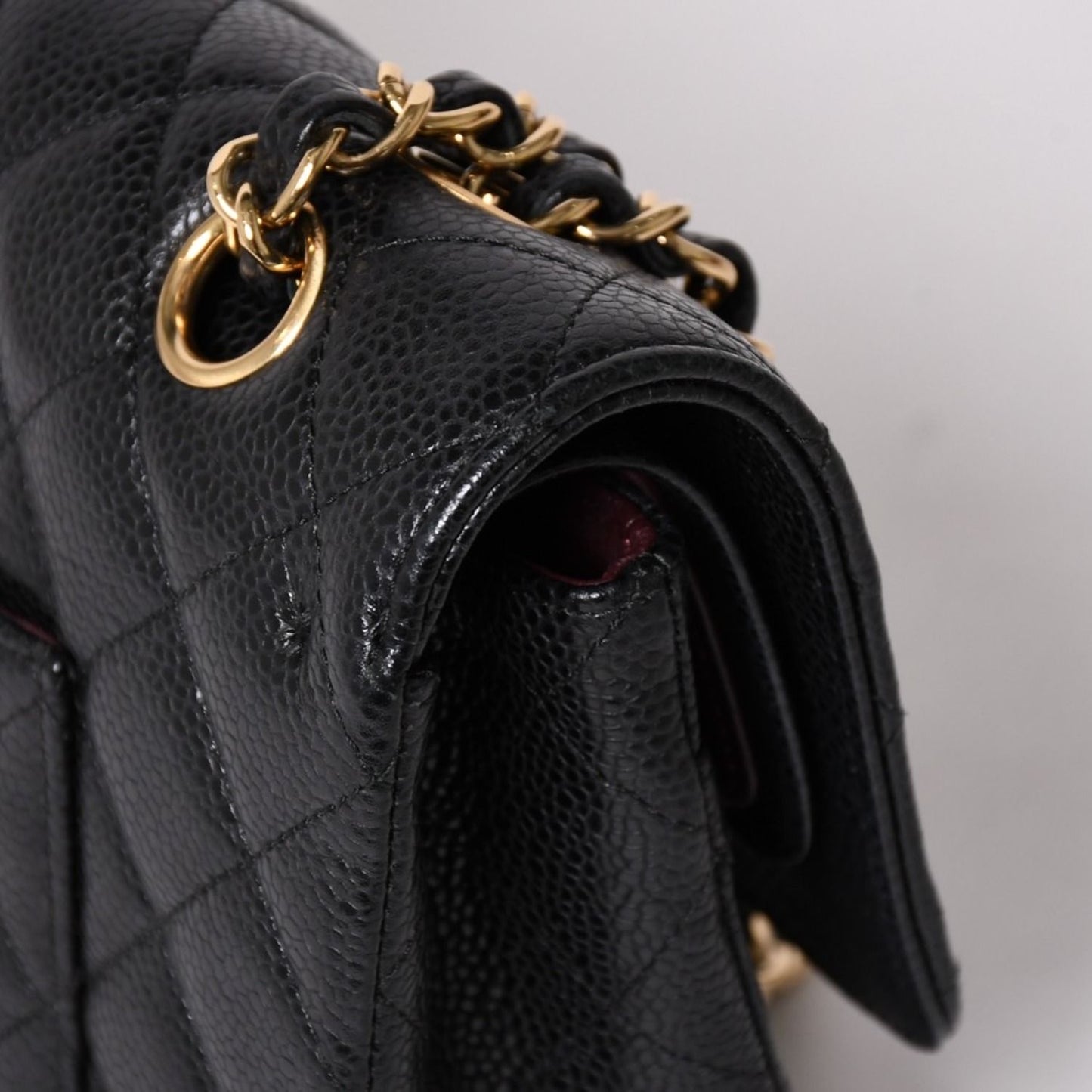 Chanel Quilted 25 Double Flap Chain Shoulder Bag Caviar Leather Gold — view 5