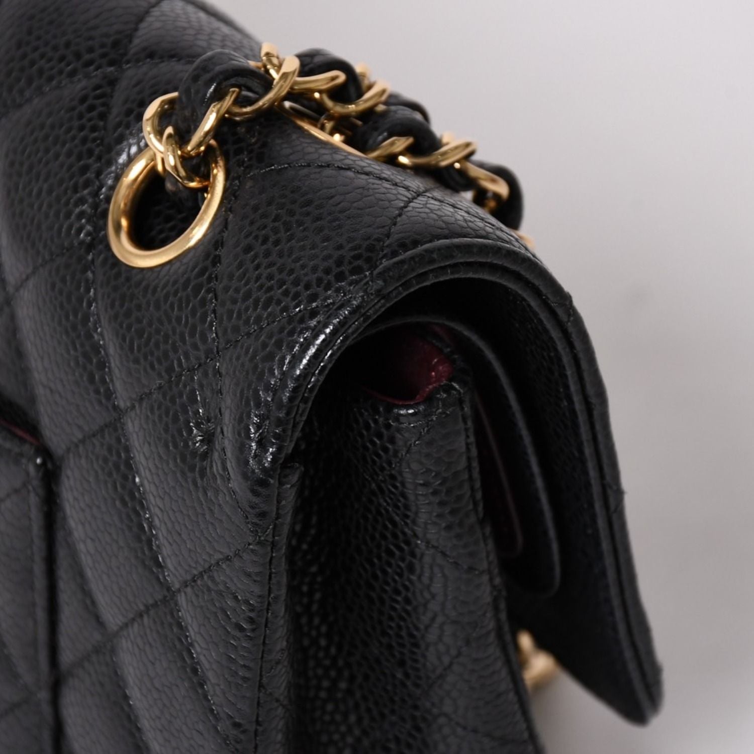 Chanel Quilted 25 Double Flap Chain Shoulder Bag Caviar Leather Gold — view 5