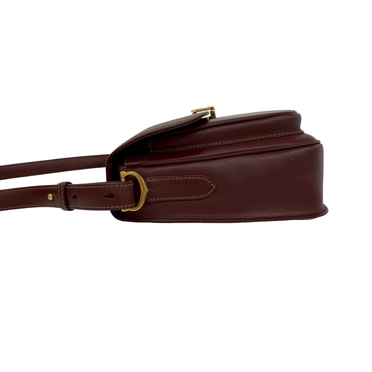 Cartier Vintage Must Line Leather Shoulder Bag Pochette Wine Red Bordeaux — view 5