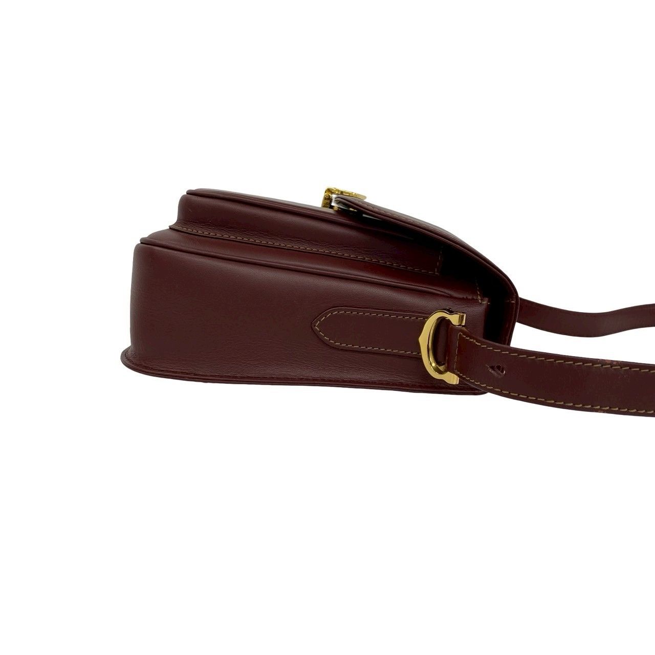 Cartier Vintage Must Line Leather Shoulder Bag Pochette Wine Red Bordeaux — view 6
