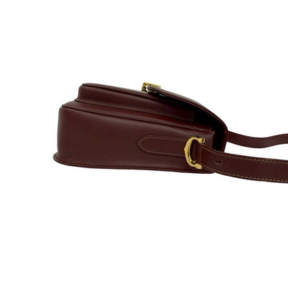 Cartier Vintage Must Line Leather Shoulder Bag Pochette Wine Red Bordeaux — view 6