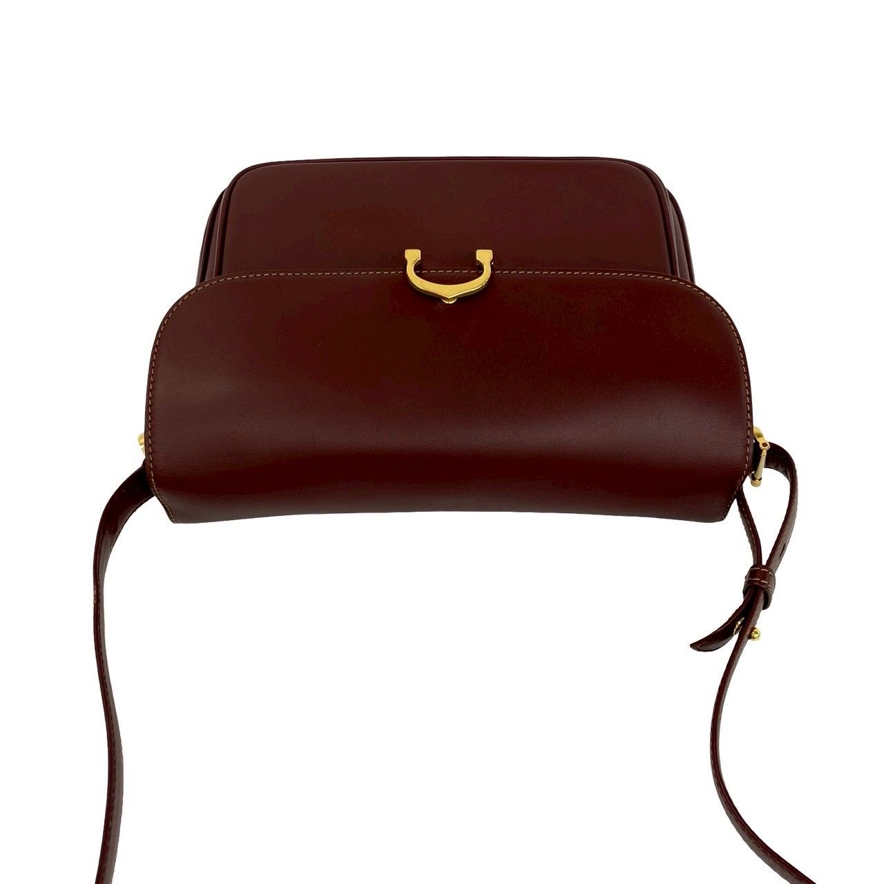 Cartier Vintage Must Line Leather Shoulder Bag Pochette Wine Red Bordeaux — view 4