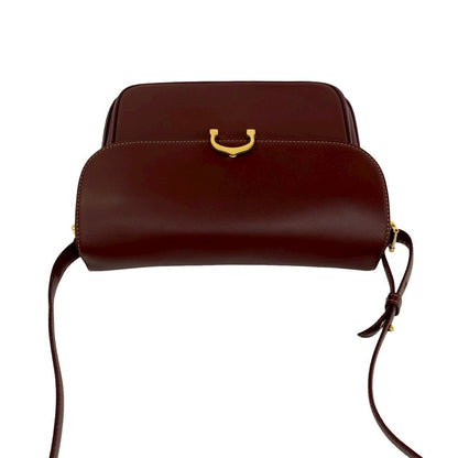 Cartier Vintage Must Line Leather Shoulder Bag Pochette Wine Red Bordeaux — view 4