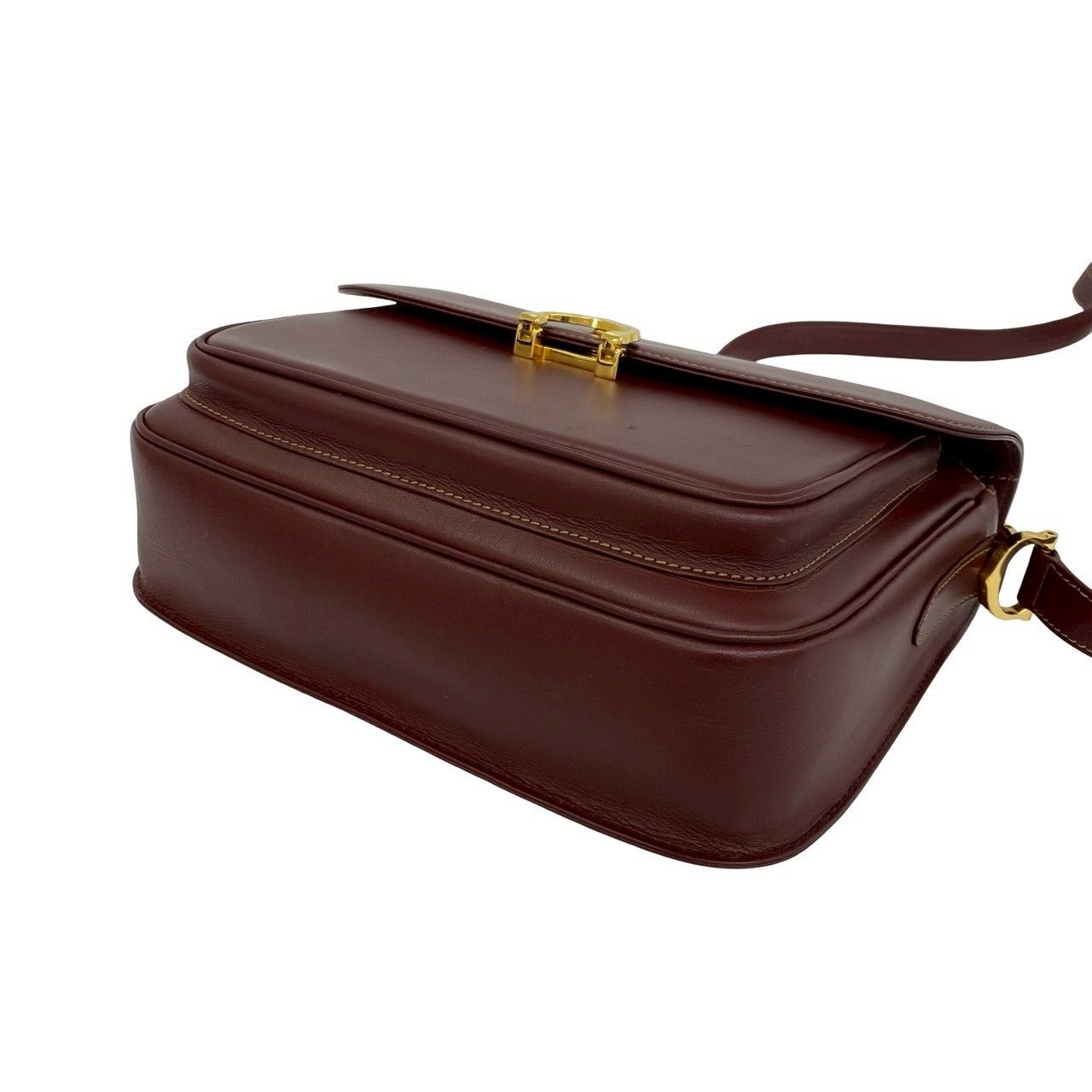 Cartier Vintage Must Line Leather Shoulder Bag Pochette Wine Red Bordeaux — view 8