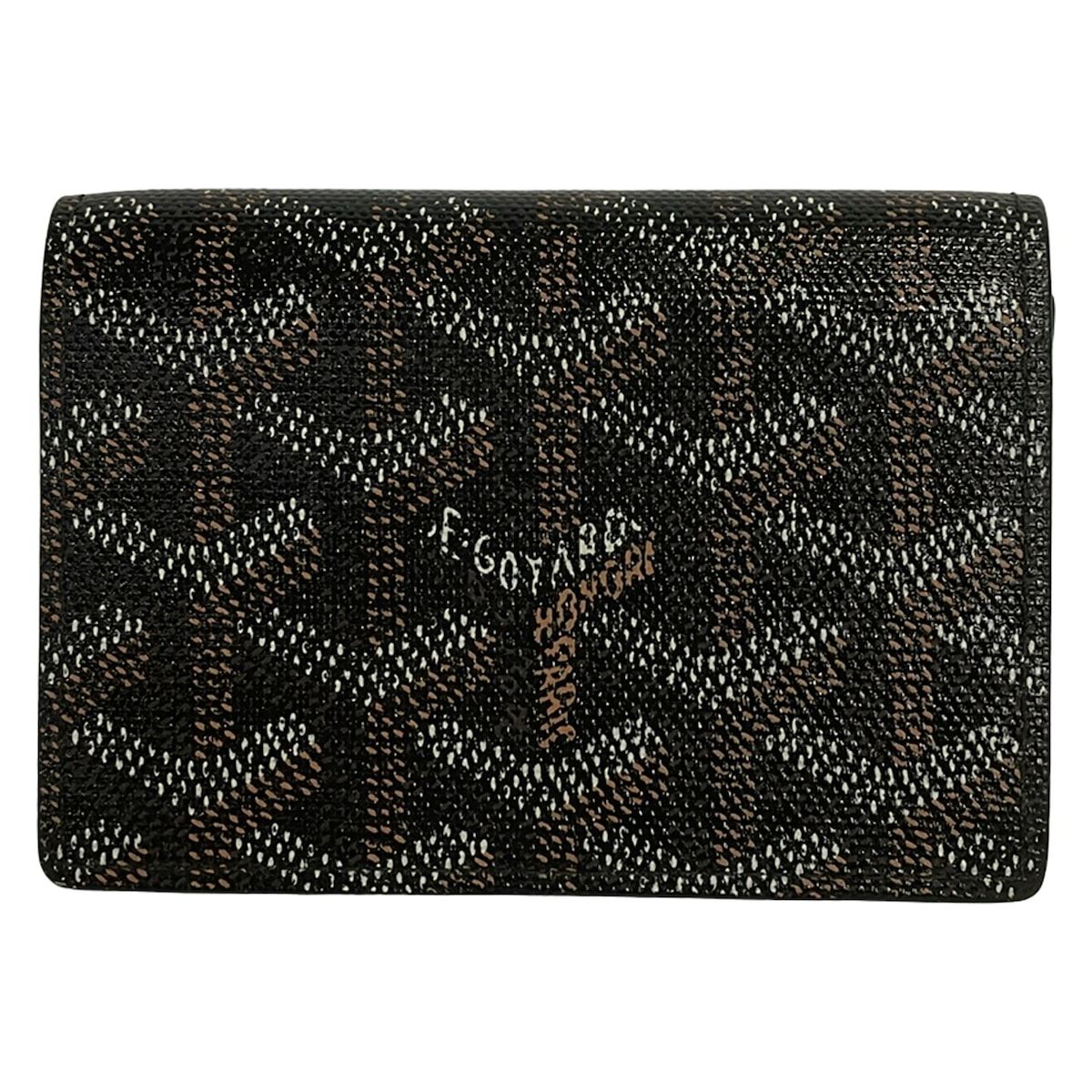 Goyard Business Card Holder Black White Brown