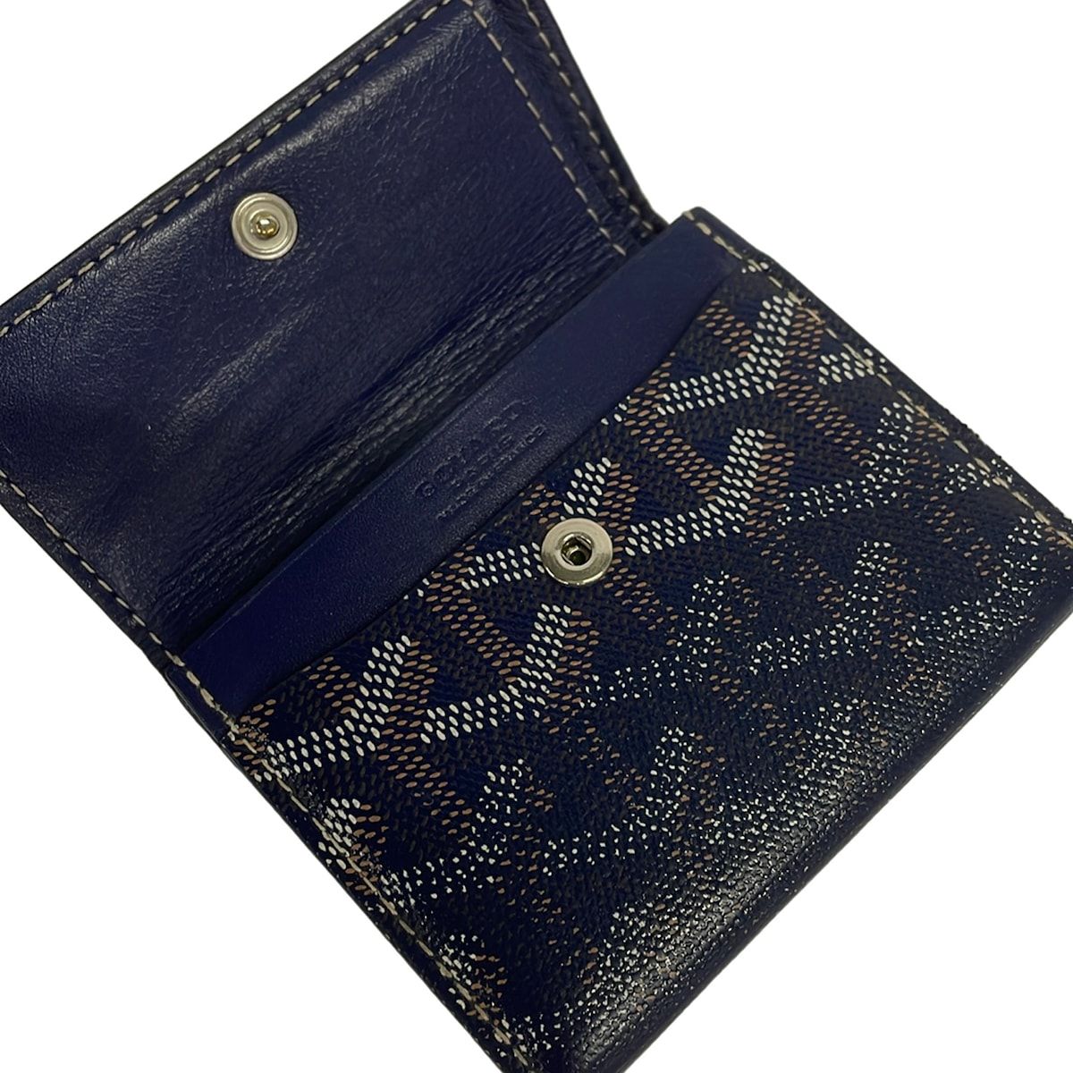 Goyard Coin Case Navy White Beige — view 3