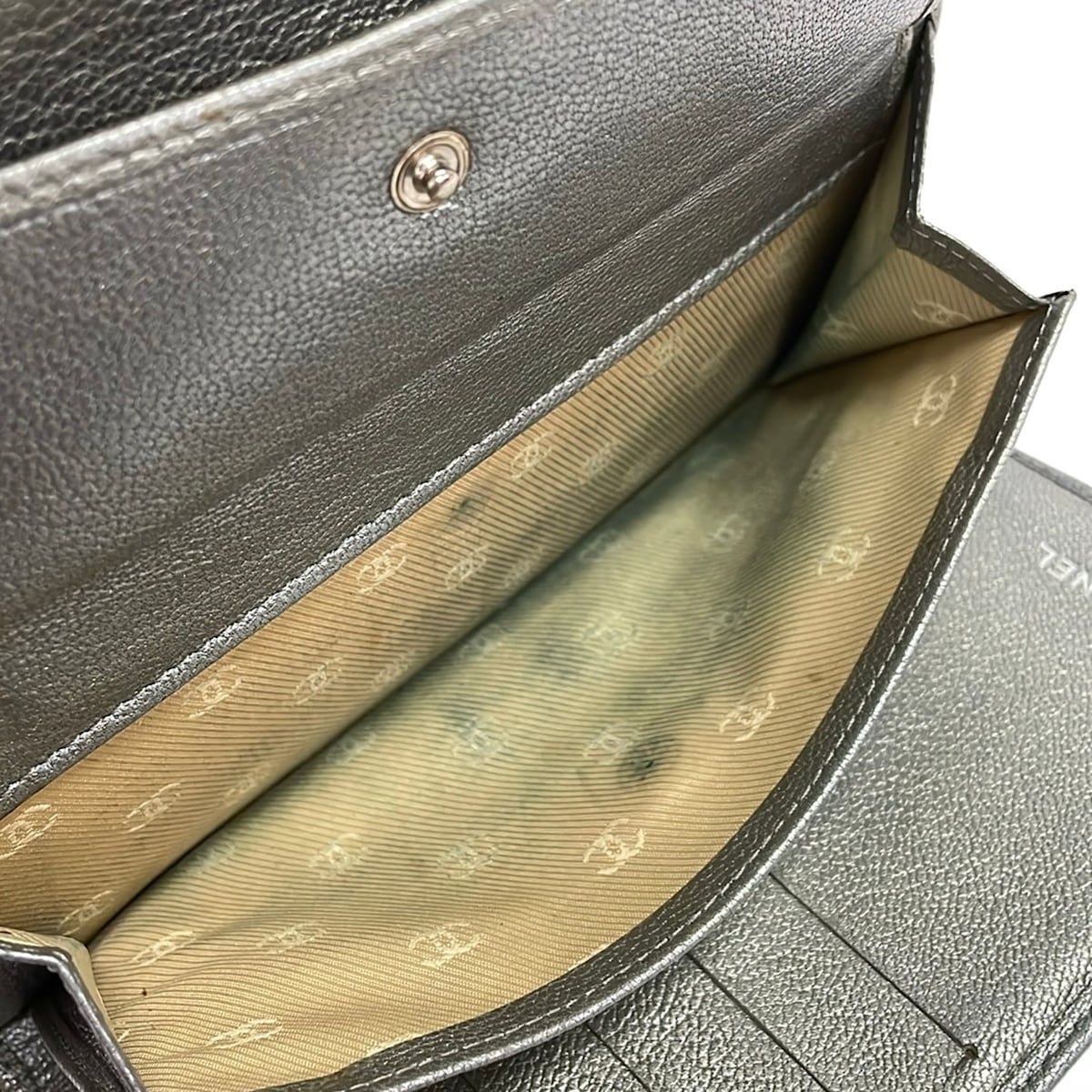 Chanel Wallet Silver Leather — view 4