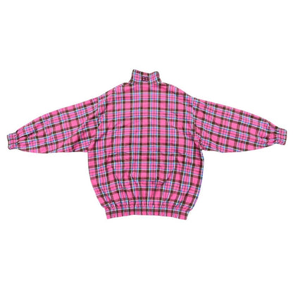 Balenciaga Check Flannel Zip Up Jacket 32 Cotton Logo Pink — view 2
