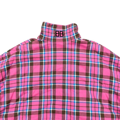 Balenciaga Check Flannel Zip Up Jacket 32 Cotton Logo Pink — view 5
