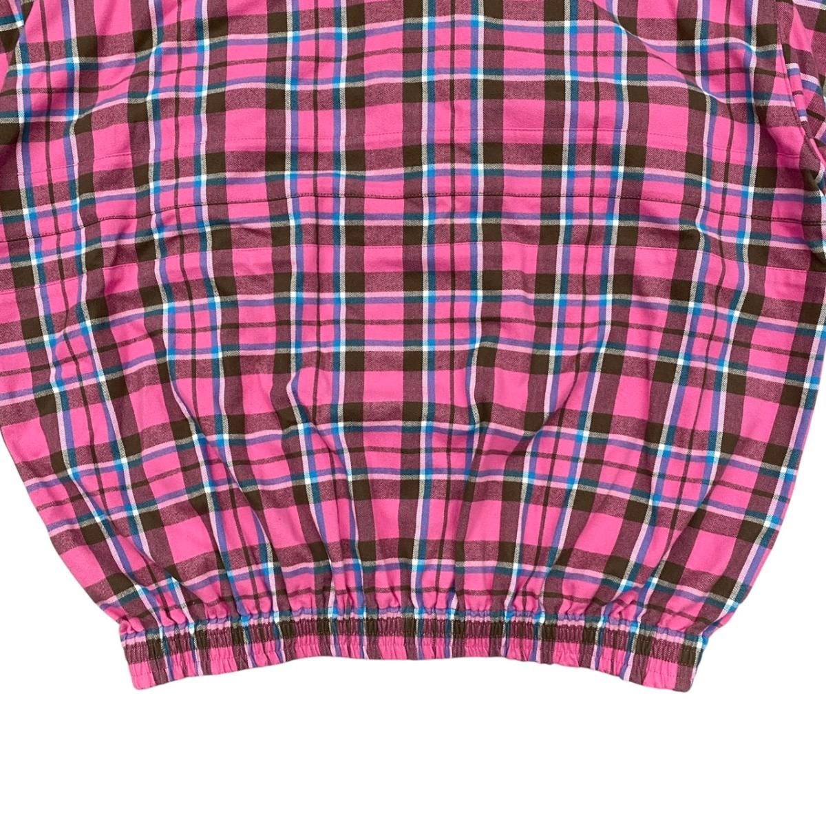 Balenciaga Check Flannel Zip Up Jacket 32 Cotton Logo Pink — view 6