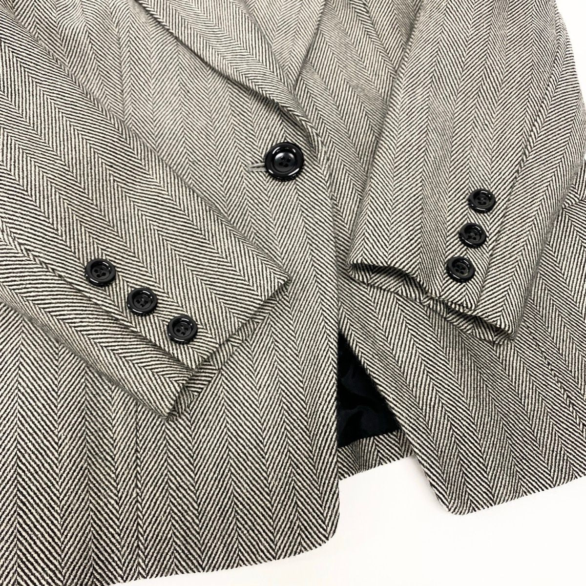 Dior Set Skirt Suit Herringbone Pattern Tailored Jacket Knee Length 11 Black — view 6