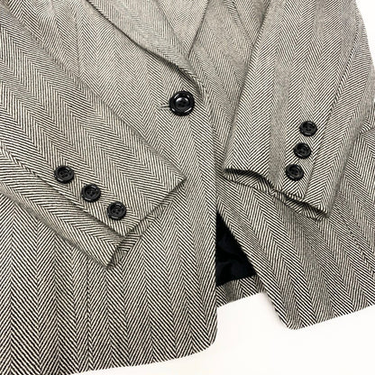 Dior Set Skirt Suit Herringbone Pattern Tailored Jacket Knee Length 11 Black — view 6