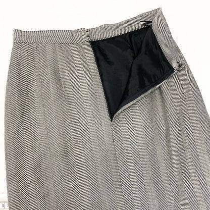 Dior Set Skirt Suit Herringbone Pattern Tailored Jacket Knee Length 11 Black — view 8
