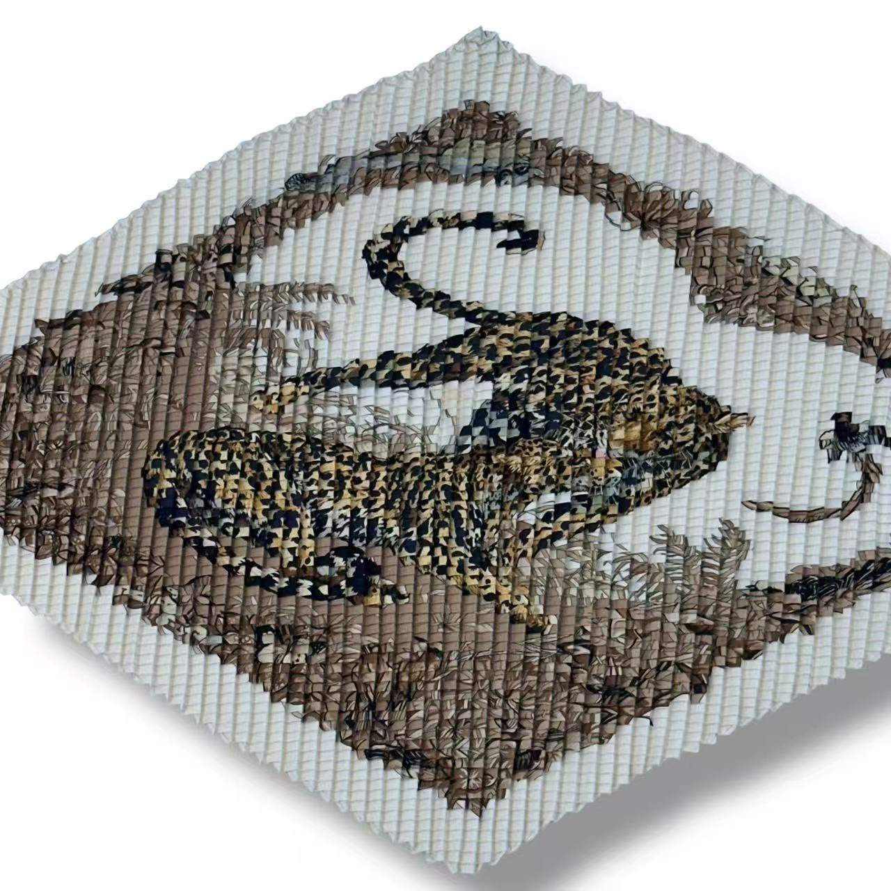 Hermes Pleats Jungle Love Silk White Scarf — view 4