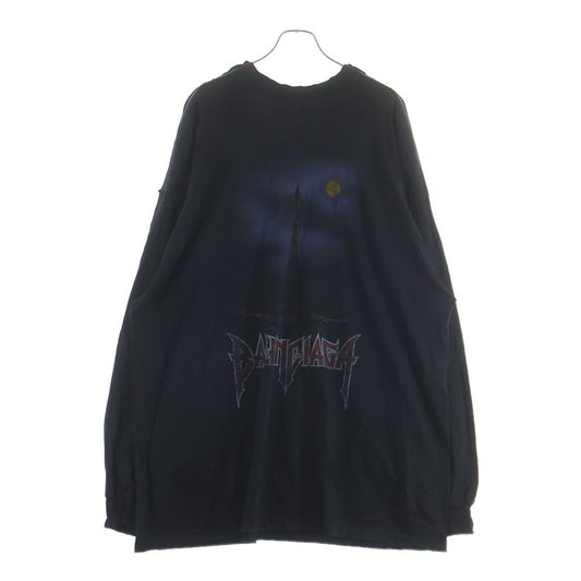 Balenciaga ZL S Double Front T-shirts Paris Print Long Sleeve T-Shirt Black