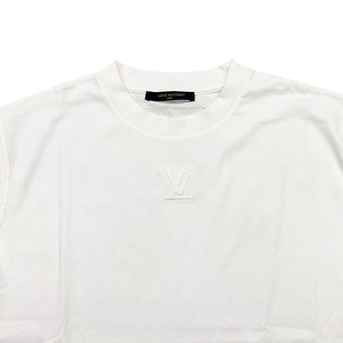 Louis Vuitton Short Sleeve T-Shirt LV Embossed Logo Crew Neck Dt3 S Cotton White — view 3