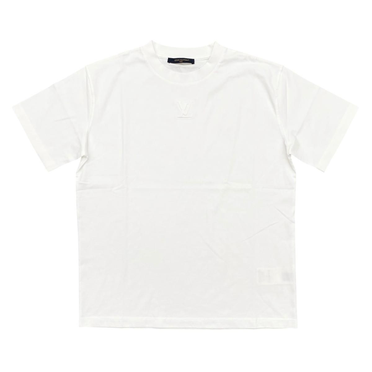 Louis Vuitton Short Sleeve T-Shirt LV Embossed Logo Crew Neck Dt3 S Cotton White