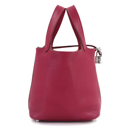 Hermes Picotin Lock PM Hand Bag Taurillon Clemence Ruby Silver — view 2