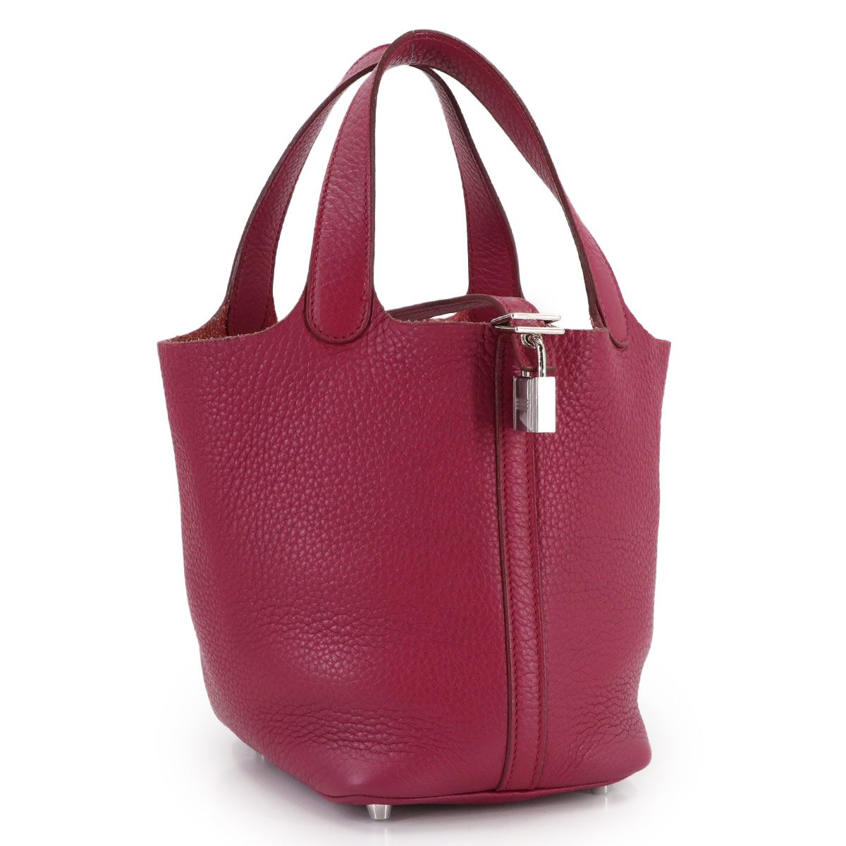 Hermes Picotin Lock PM Hand Bag Taurillon Clemence Ruby Silver — view 3