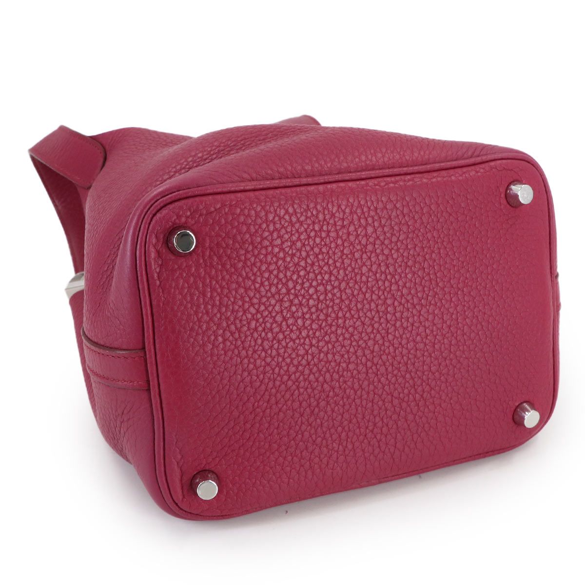 Hermes Picotin Lock PM Hand Bag Taurillon Clemence Ruby Silver — view 4