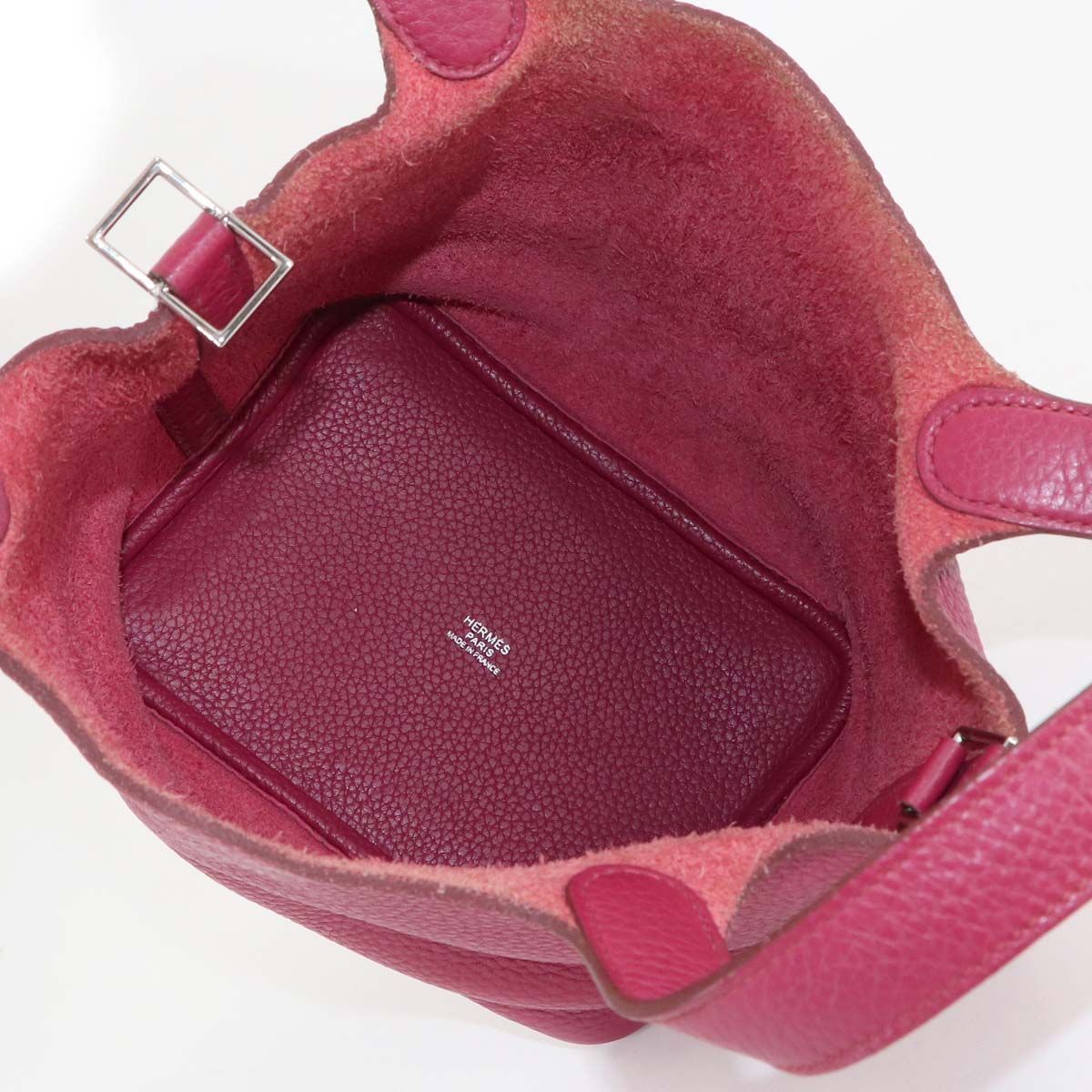 Hermes Picotin Lock PM Hand Bag Taurillon Clemence Ruby Silver — view 6