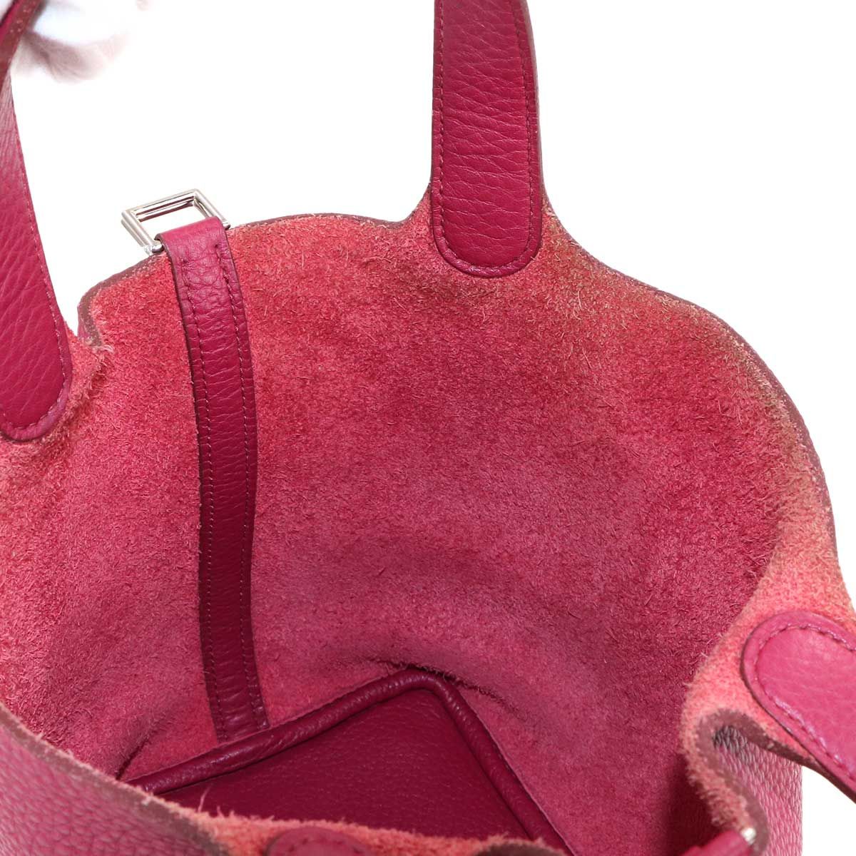 Hermes Picotin Lock PM Hand Bag Taurillon Clemence Ruby Silver — view 9