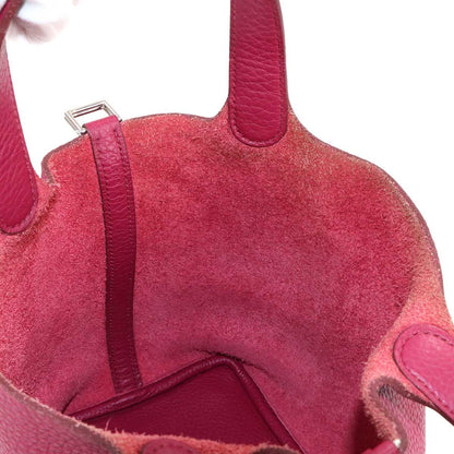 Hermes Picotin Lock PM Hand Bag Taurillon Clemence Ruby Silver — view 9