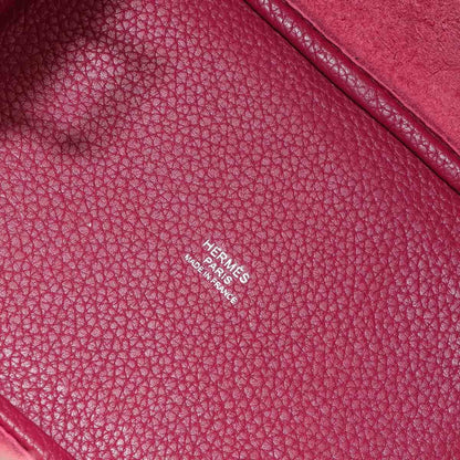 Hermes Picotin Lock PM Hand Bag Taurillon Clemence Ruby Silver — view 7