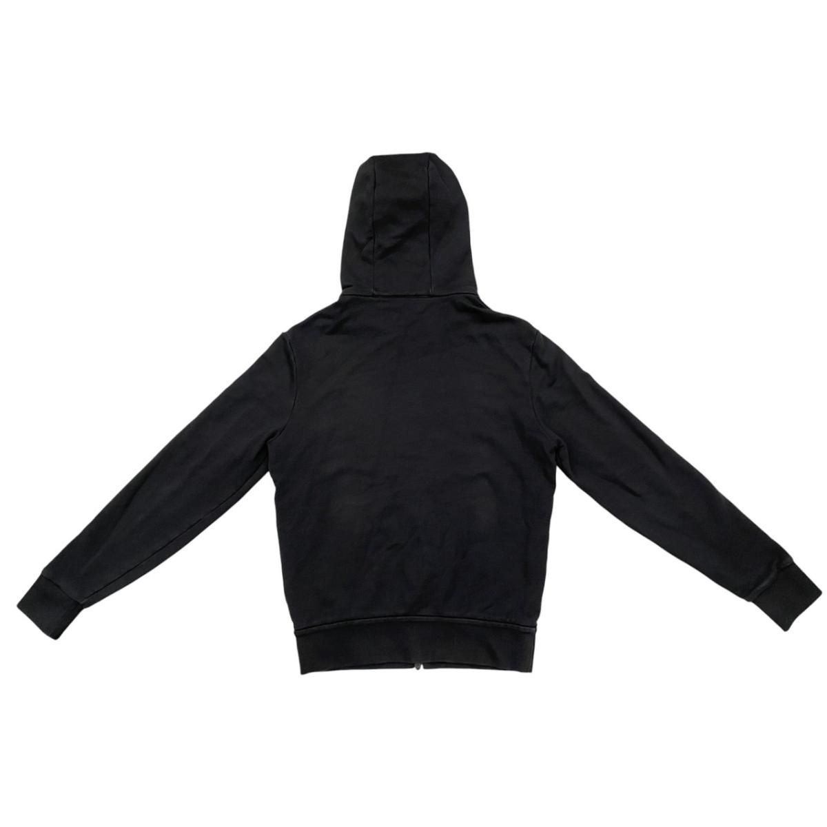 Moncler Hoodie Maglia Zip Up M Cotton Border Logo Print Black White — view 2