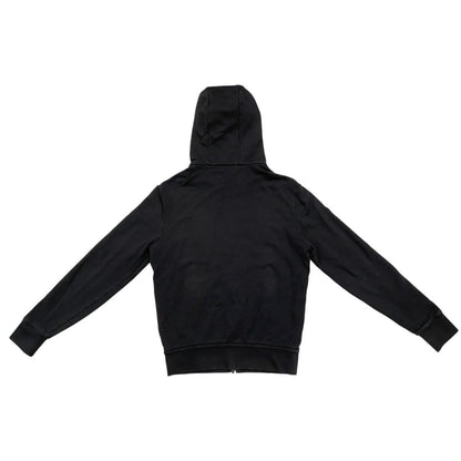 Moncler Hoodie Maglia Zip Up M Cotton Border Logo Print Black White — view 2