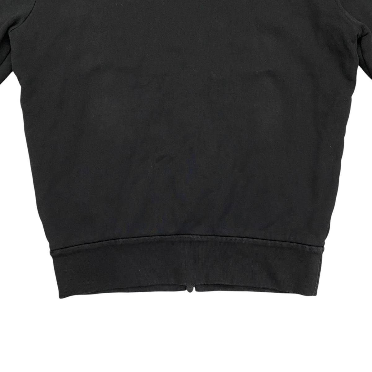 Moncler Hoodie Maglia Zip Up M Cotton Border Logo Print Black White — view 6