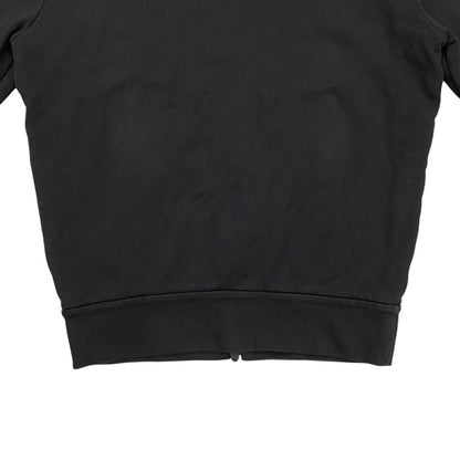 Moncler Hoodie Maglia Zip Up M Cotton Border Logo Print Black White — view 6