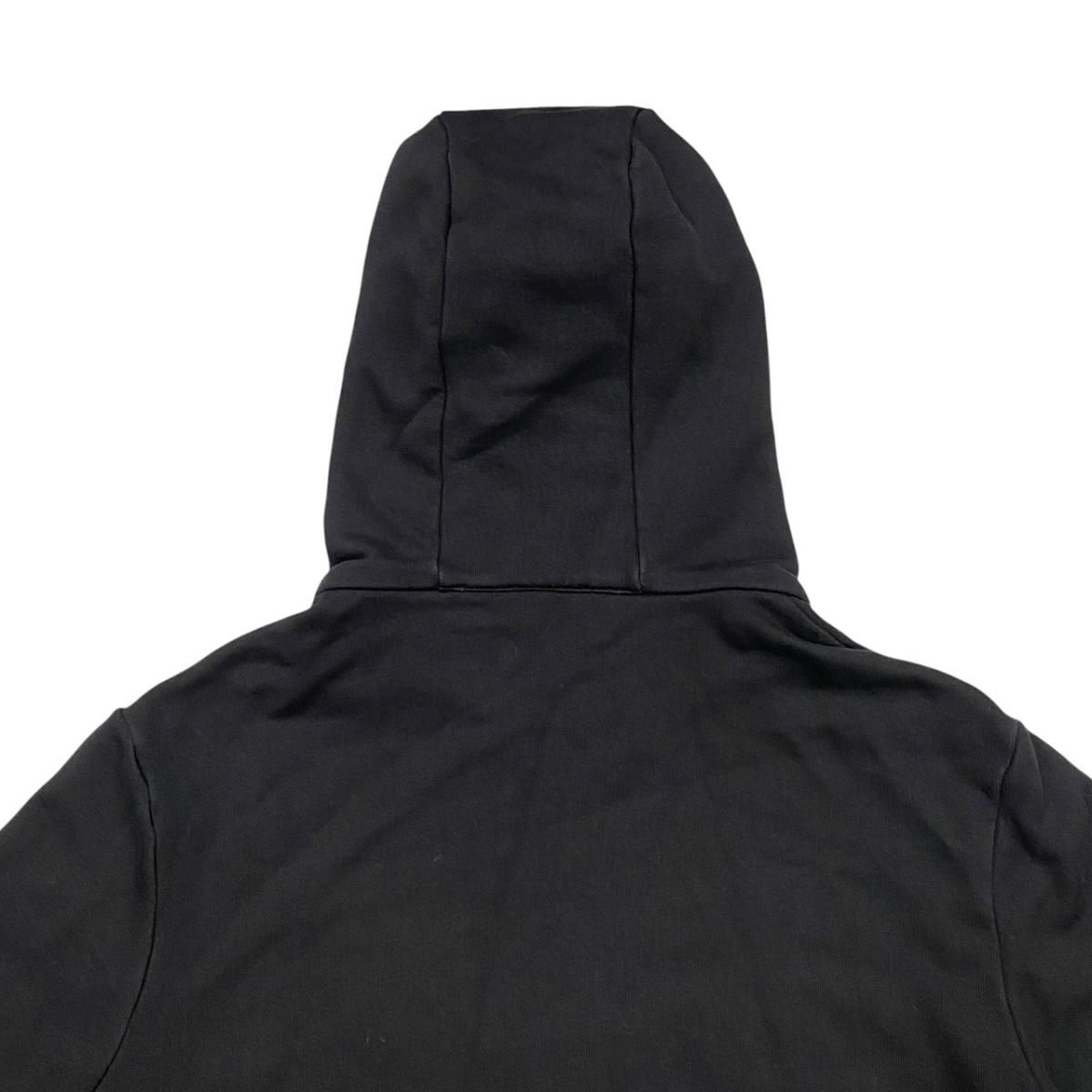 Moncler Hoodie Maglia Zip Up M Cotton Border Logo Print Black White — view 5