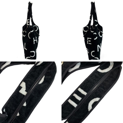 Chanel Cocobi Chi Leather Braided Chain Tote Black White — view 6