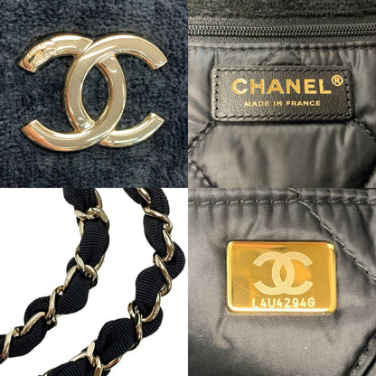 Chanel Cocobi Chi Leather Braided Chain Tote Black White — view 7