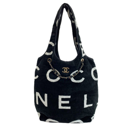 Chanel Cocobi Chi Leather Braided Chain Tote Black White