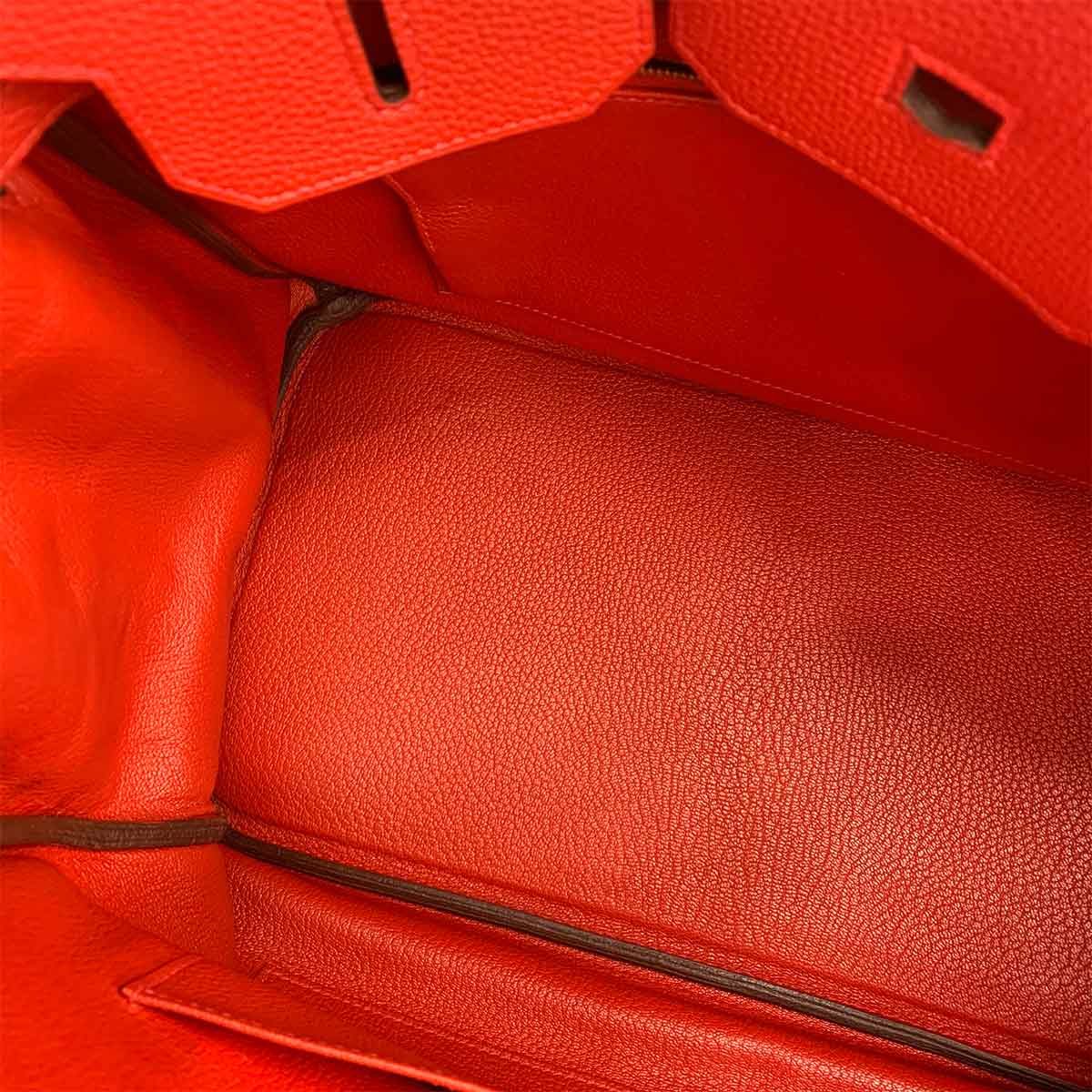 Hermes Birkin 35 Togo Vermillion Hand Bag Gold — view 9