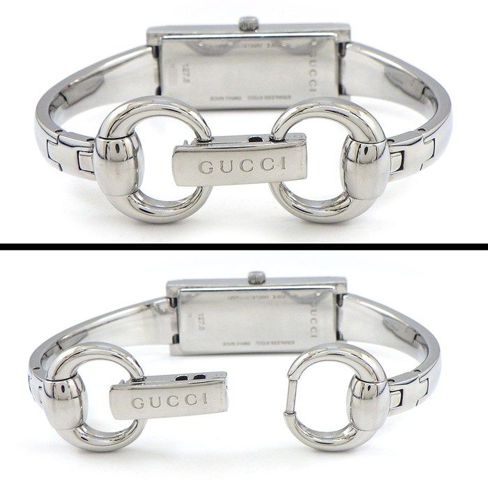 Gucci Watch Rectangle 127.5 GG Sunray Silver Dial SS — view 3