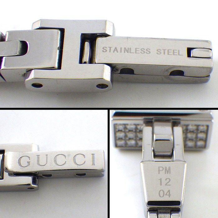 Gucci Watch Mini 102 Pave Diamond Bezel Square Black Dial SS — view 5